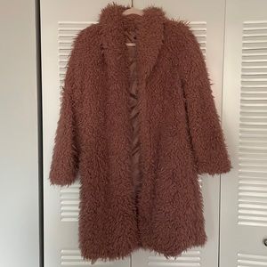 Wild fable pink faux fur coat women's
